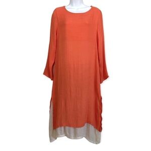 DAYOU Layered Lagenlook Gauzy Boho Midi Dress Small Flowy